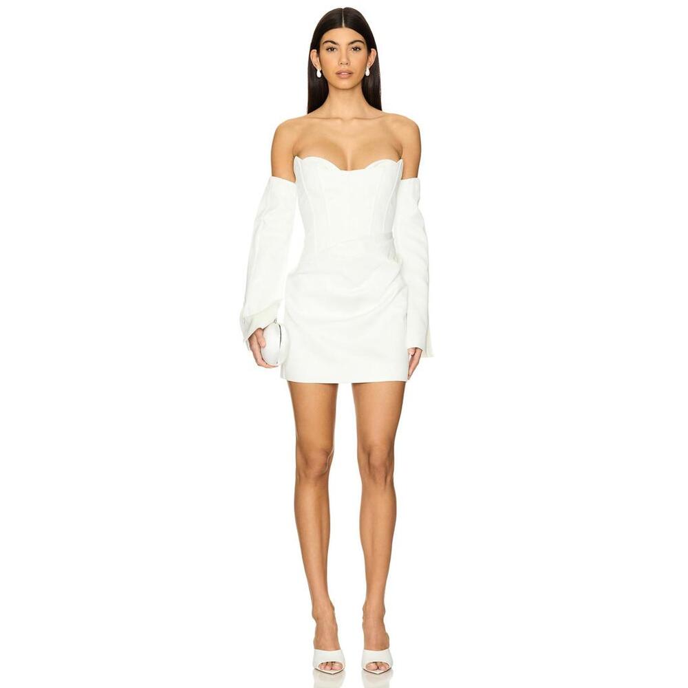 Shona Joy Oakley Strapless Draped Mini Dress in Ivory
